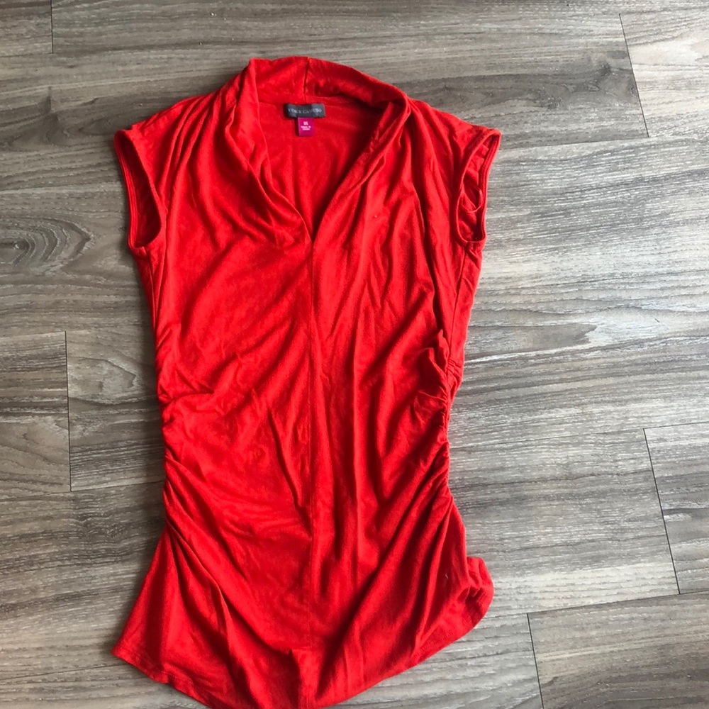 Vince Camuto Red V Neck Top